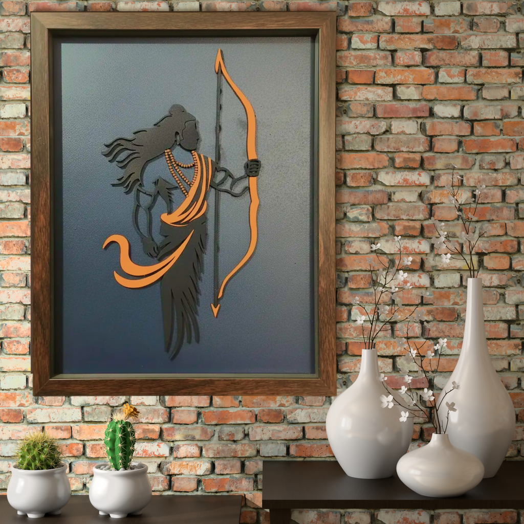 ALVENZA Lord Ram Wall Art – Handcrafted Multi-Layer 3D Wooden Frame