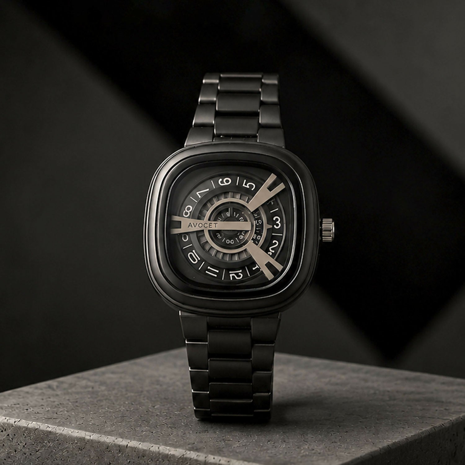Black Metal Strap Square Analog Watch – Elegant & Bold Accessory