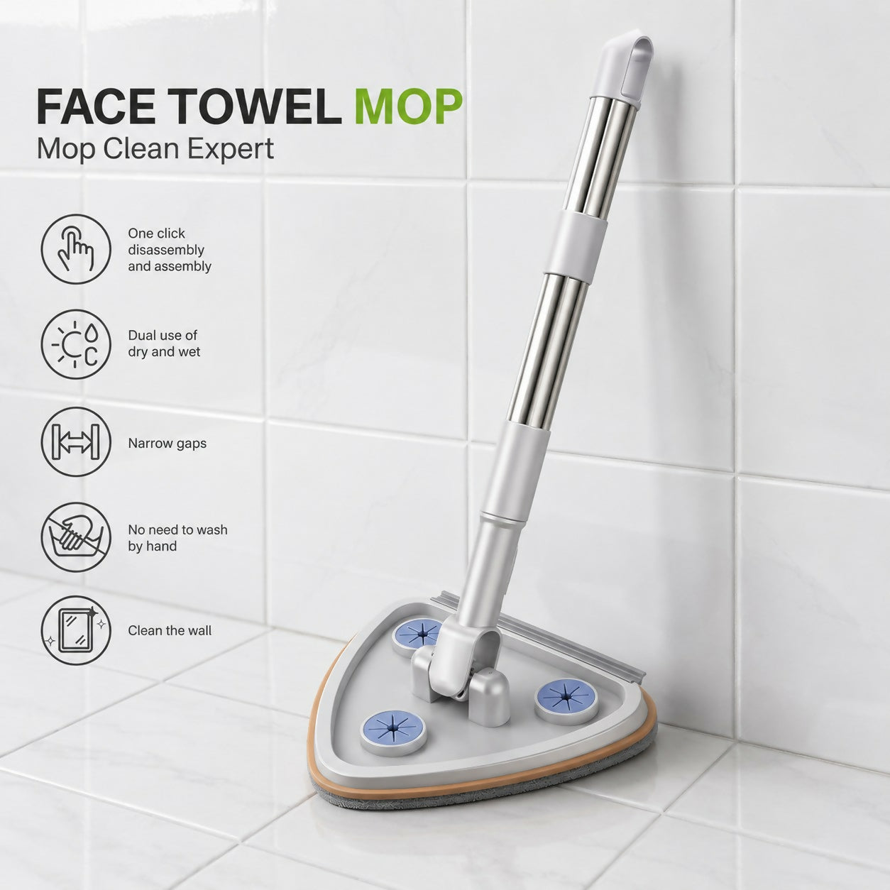 ALVENZA Triangular Microfiber Cleaning Mop for Glass, Walls & Floor Corners
