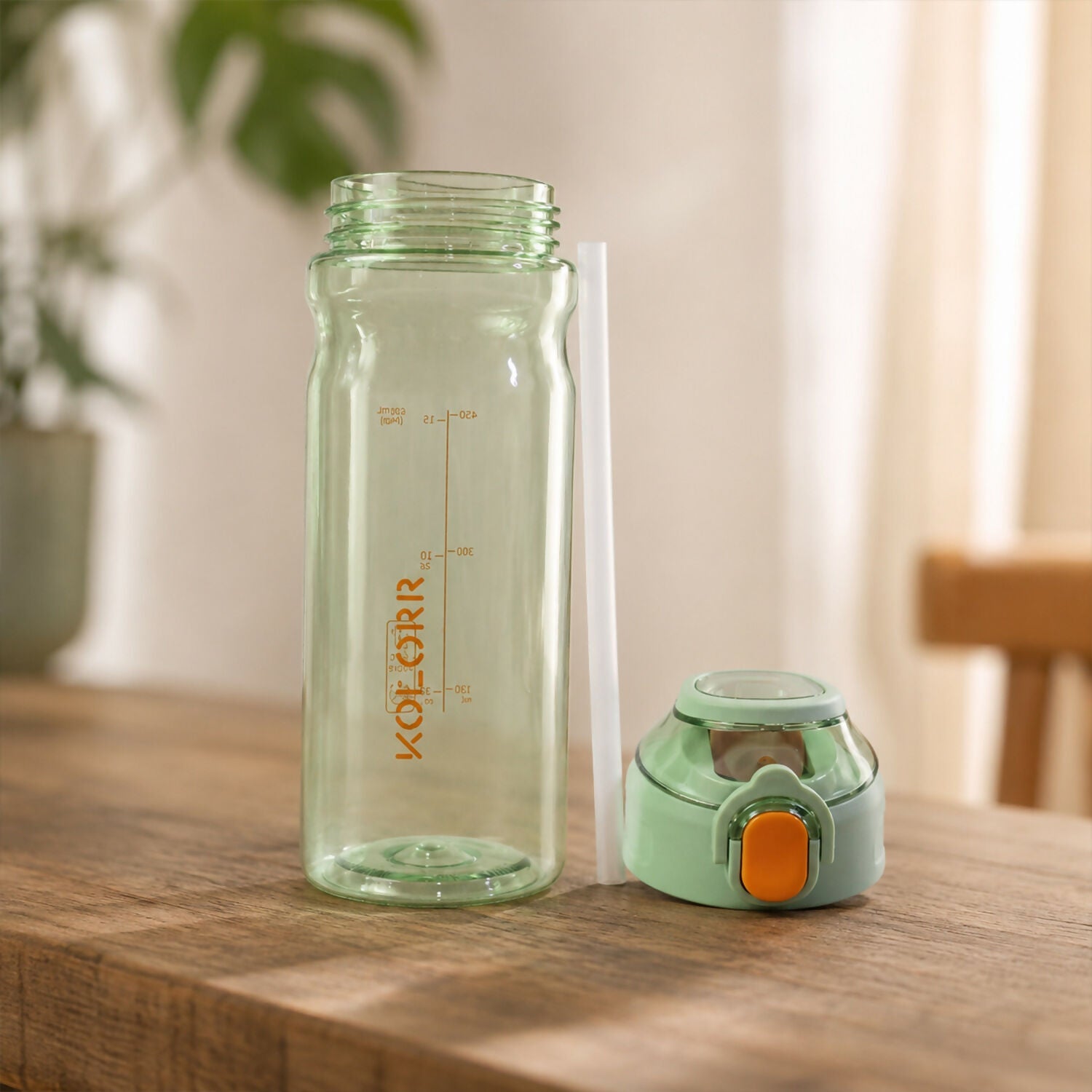 ALVENZA KOLORR Leakproof Flip-Top Sports Water Bottle with Straw for Gym Use (630ML)