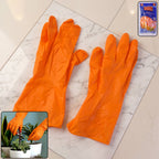 Large Orange Waterproof Rubber Gloves Reusable Kitchen Protectors