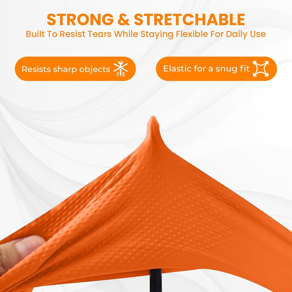 Large Orange Waterproof Rubber Gloves Reusable Kitchen Protectors - Detail View 8