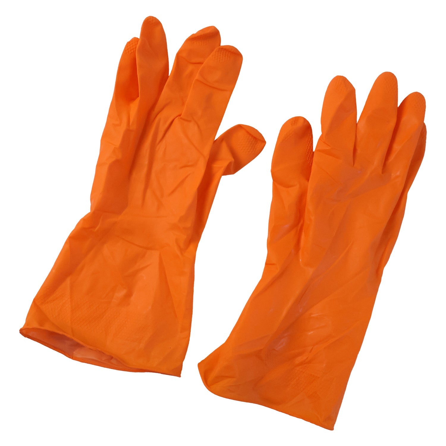 Large Orange Waterproof Rubber Gloves Reusable Kitchen Protectors - Detail View 5