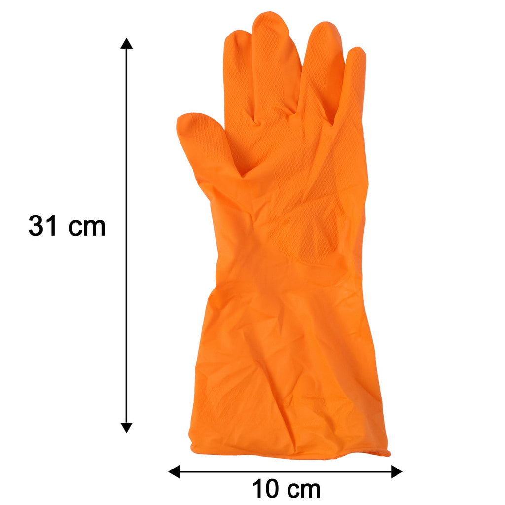 Large Orange Waterproof Rubber Gloves Reusable Kitchen Protectors - Detail View 6
