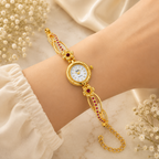 Royal Heritage Gold & Ruby Accent Bracelet Watch | Traditional & Partywear Jewelry Watch