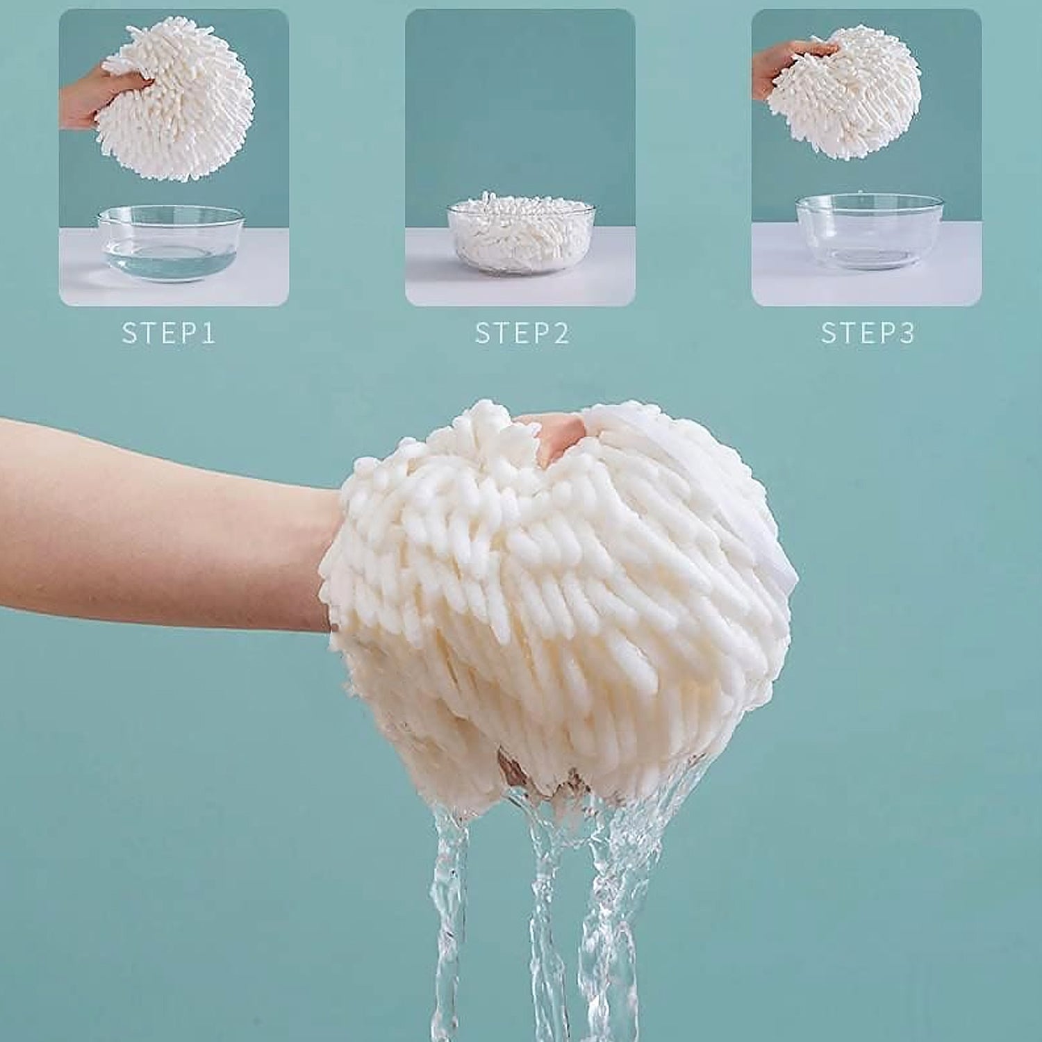 Microfiber Hand Duster Effective Dry & Damp Cleaning Tool - Back View