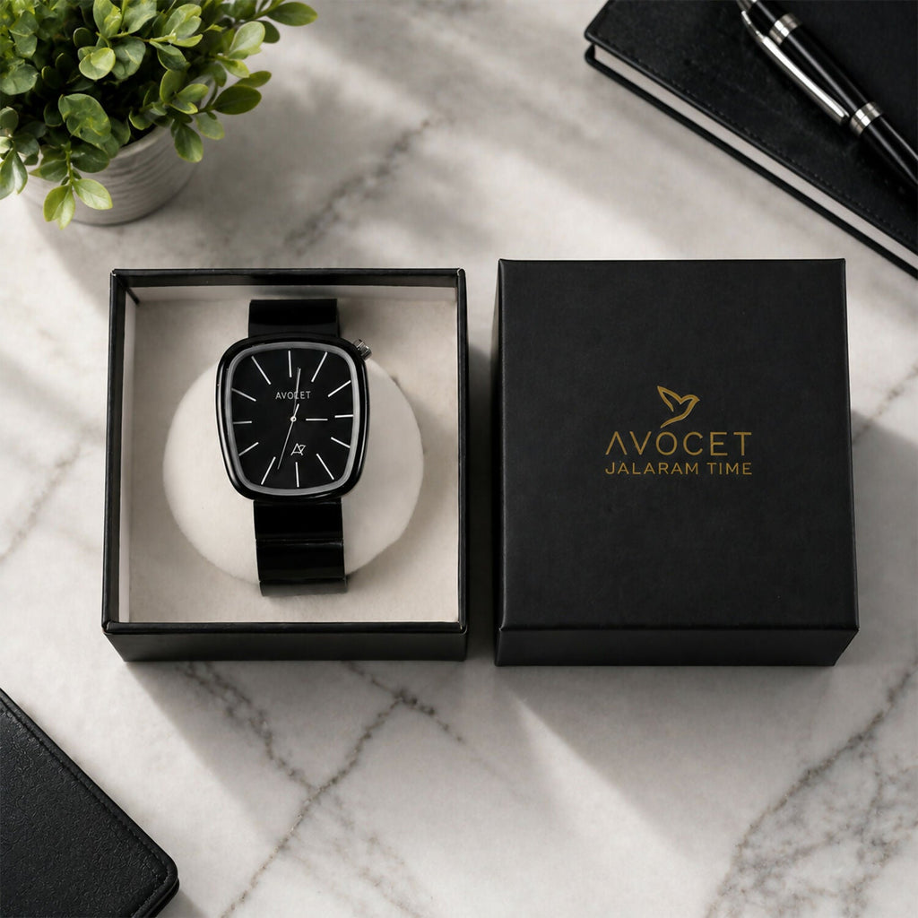 Minimal Black Luxury Square Dial Watch – Elegant Suitable for Any Occasion