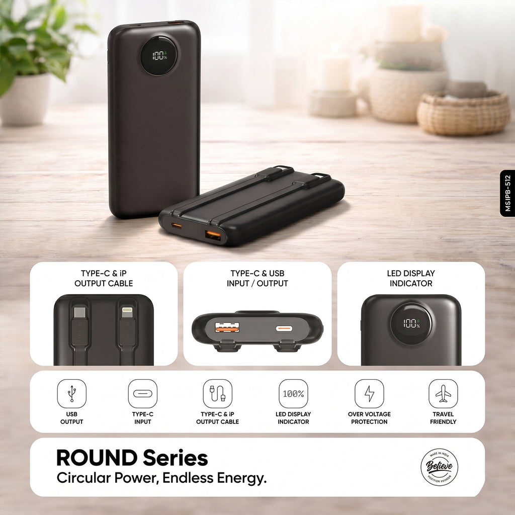 ALVENZA Power Bank – 10000mAh Capacity with 33W Fast Charging and Digital Display