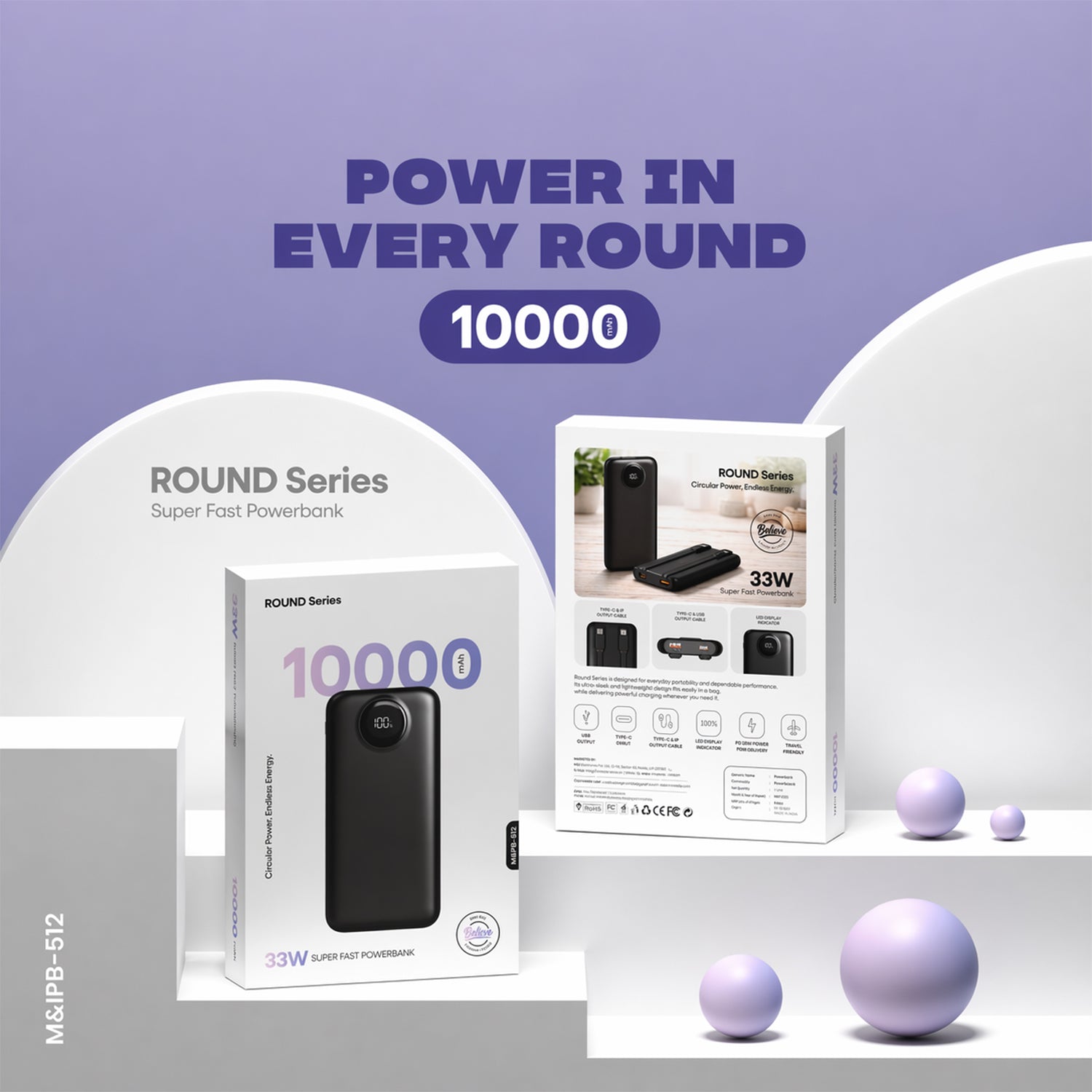 ALVENZA Power Bank – 10000mAh Capacity with 33W Fast Charging and Digital Display