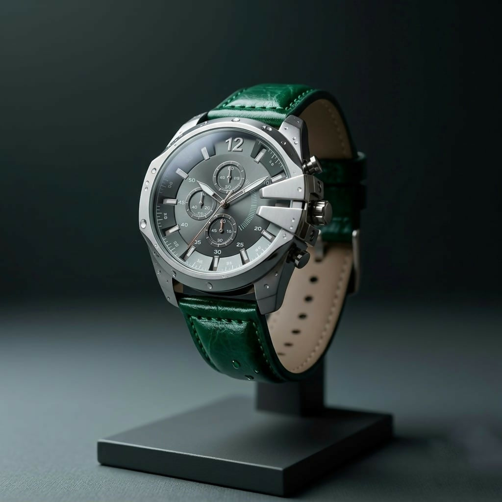 Elegant Chronograph Watch – Stylish Dial & Leather Strap for Men