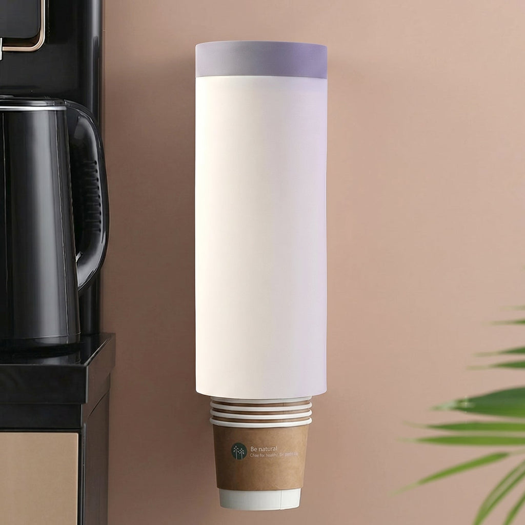 Wall Mounted Paper Cup Holder Space-Saving Dispenser for Hygiene - Front View