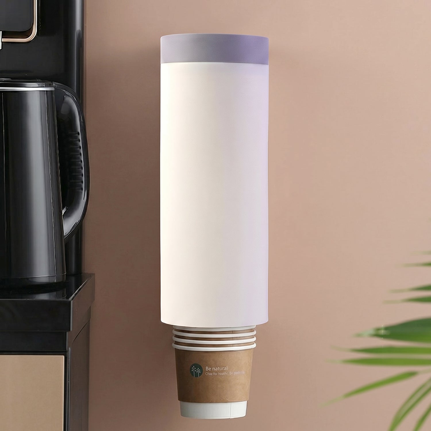 Wall Mounted Paper Cup Holder Space-Saving Dispenser for Hygiene - Front View
