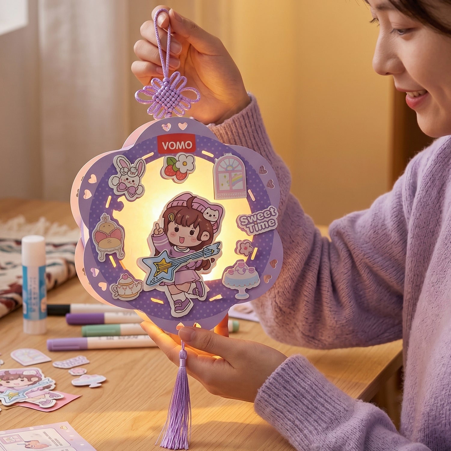 DIY Paper Lantern Craft Kit Fun & Creative Decor for Kids - Back View