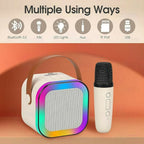 ALVENZA Portable Karaoke Speaker – Wireless Mic & LED Light Effects for Parties