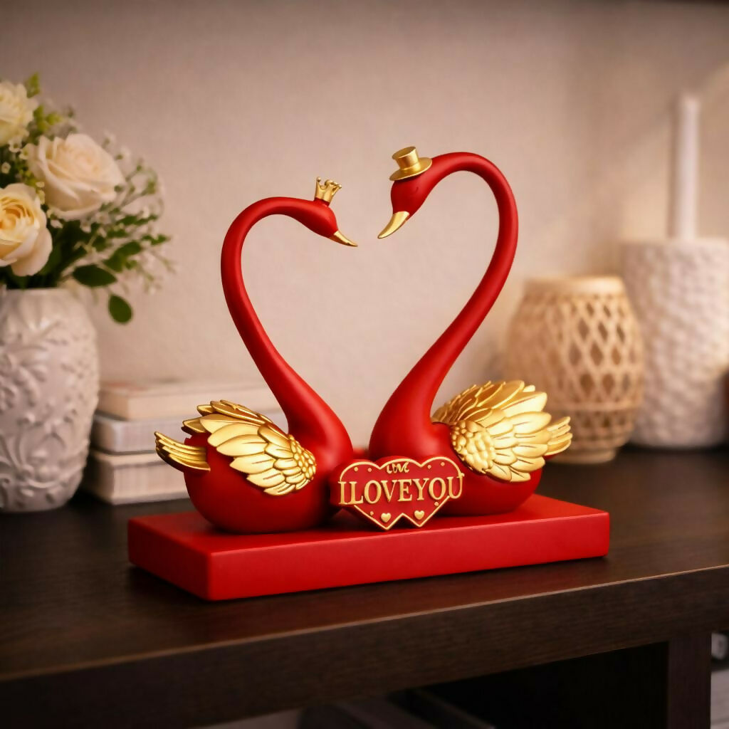 ALVENZA Romantic Swan Couple Showpiece – Elegant Home Decor Accent