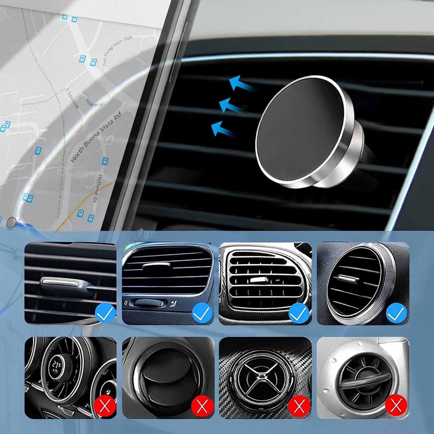 ALVENZA Magnetic Phone Holder Stand – 360° Rotating Secure Grip
