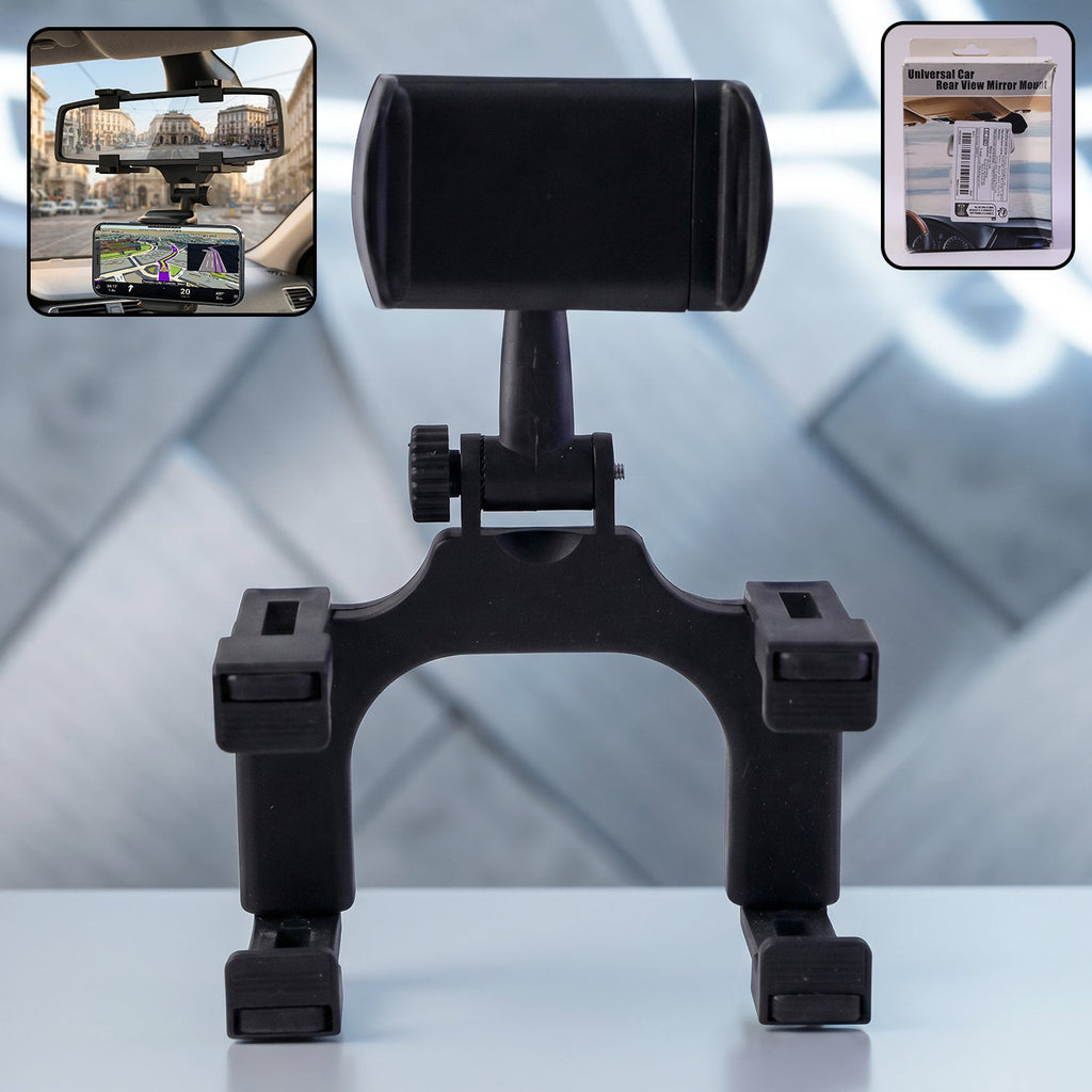 ALVENZA 360 Degree Car Rear View Mirror Mobile Phone Holder Adjustable Mount (1 Pc)