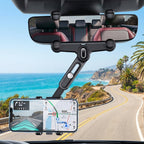 ALVENZA Car Rear View Mirror Phone Holder – 360° Adjustable & Retractable