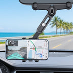 ALVENZA Car Rear View Mirror Phone Holder – 360° Adjustable & Retractable
