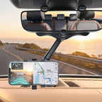 ALVENZA 360 Degree Car Rear View Mirror Mobile Phone Holder – Adjustable & Secure Fit