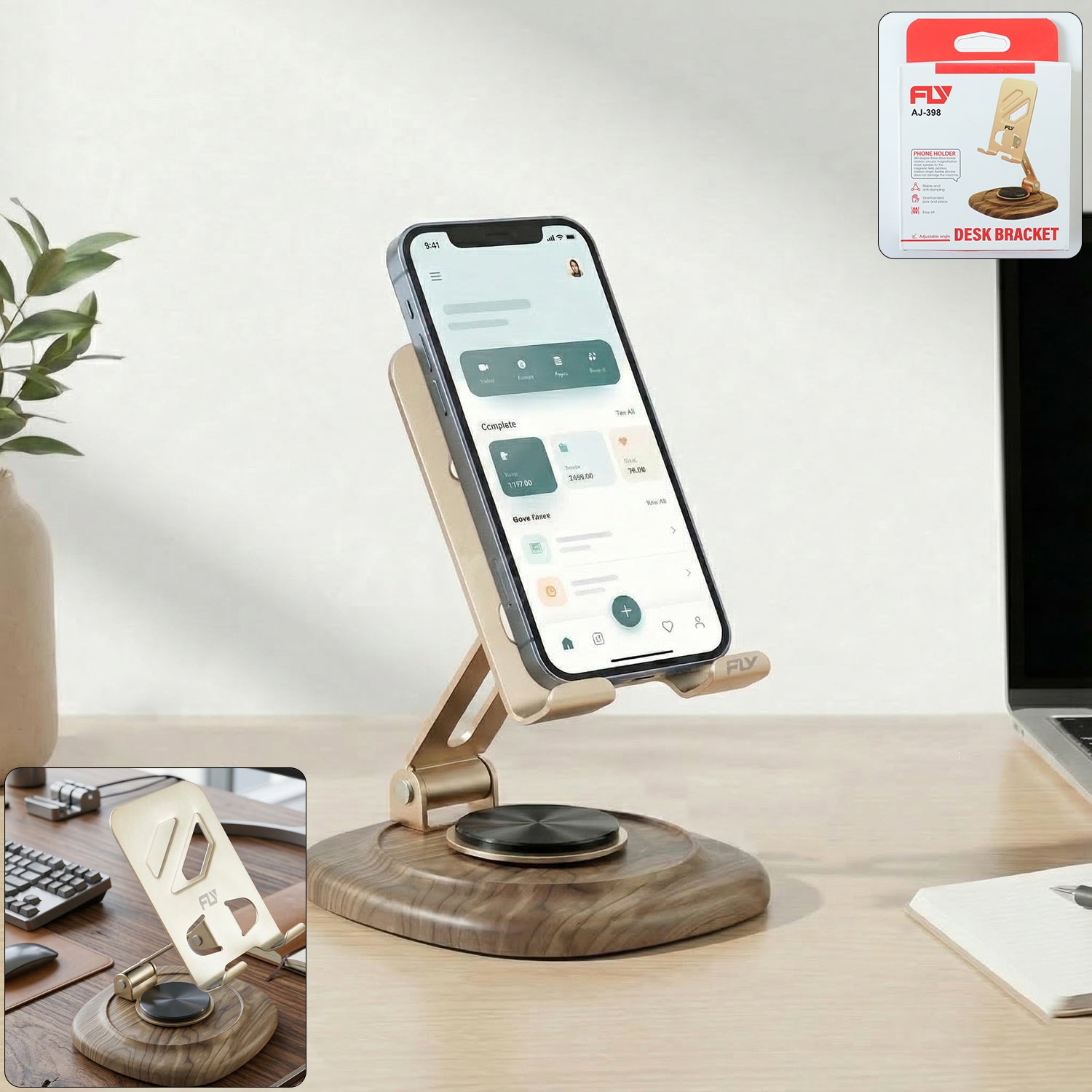 ALVENZA Adjustable Mobile Phone Stand – Sturdy & Compact Workspace Accessory