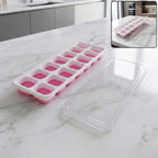 Plastic Ice Cube Tray Durable with Lid for Easy Freezing - Side View