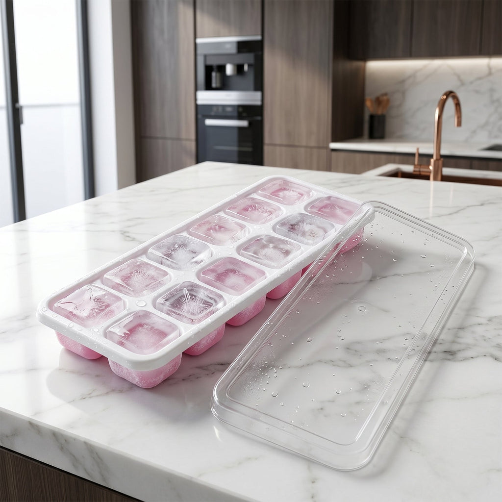 Plastic Ice Cube Tray Durable with Lid for Easy Freezing - Detail View 8