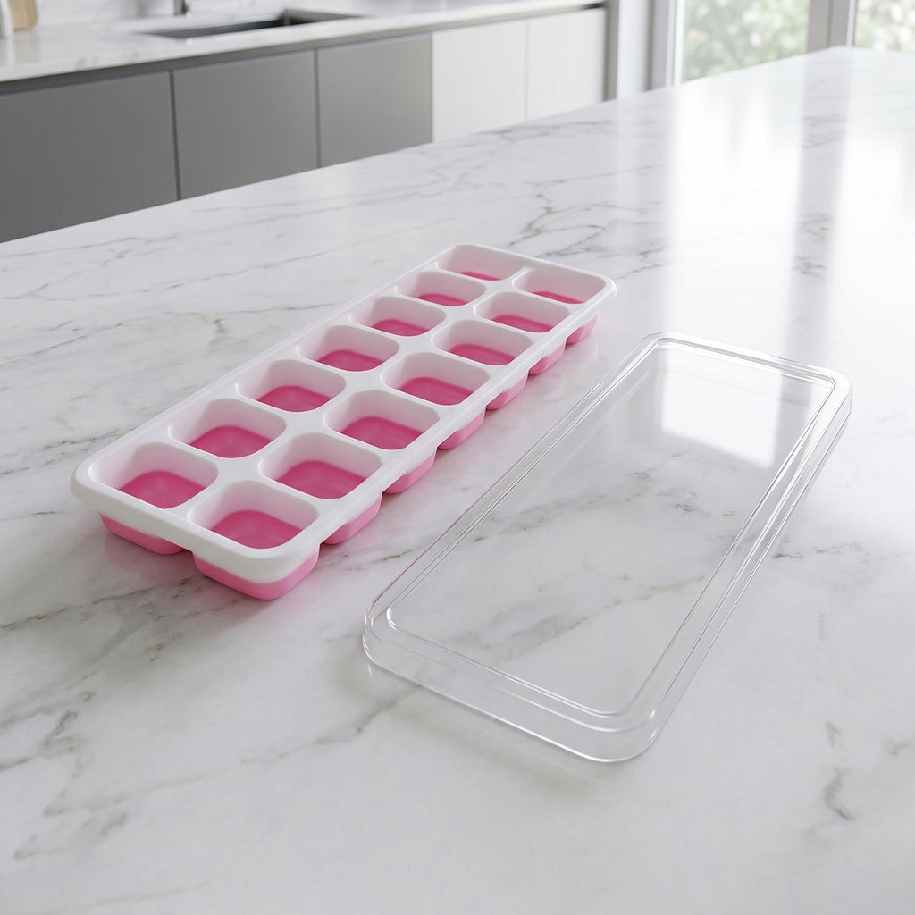 Plastic Ice Cube Tray Durable with Lid for Easy Freezing - Detail View 5