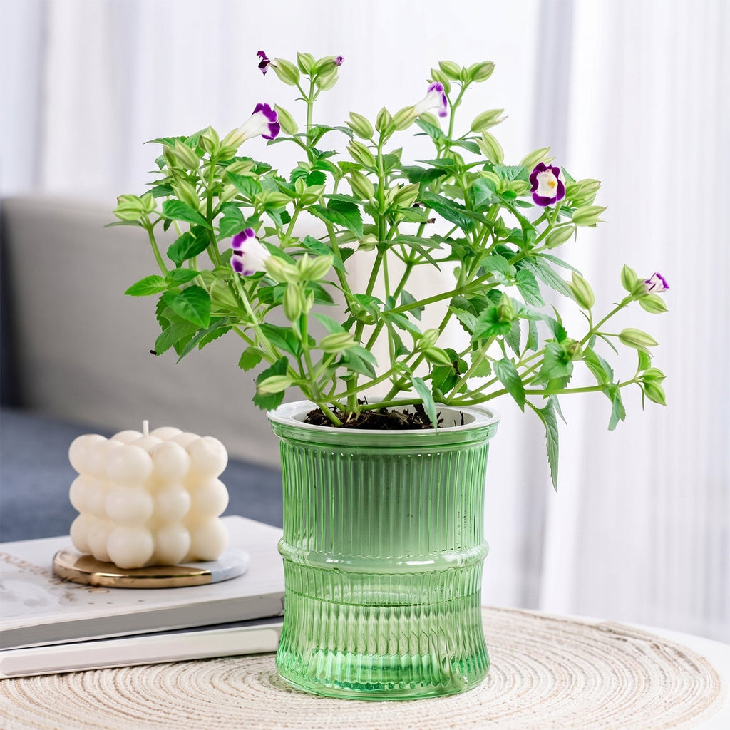 Self-Watering Bamboo Style Plastic Flower Pot Easy Indoor Plant Care - Detail View 5