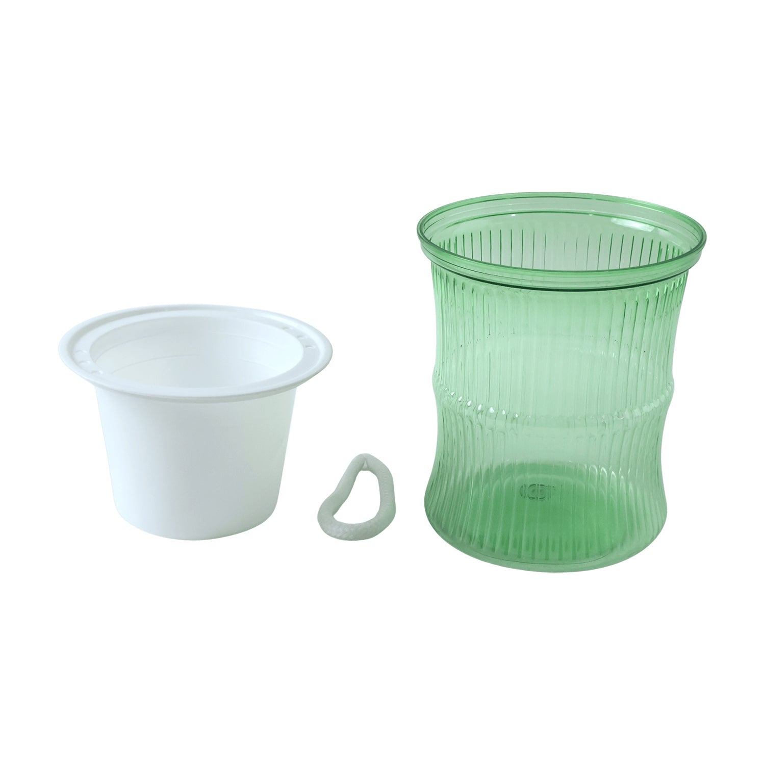 Self-Watering Bamboo Style Plastic Flower Pot Easy Indoor Plant Care - Back View
