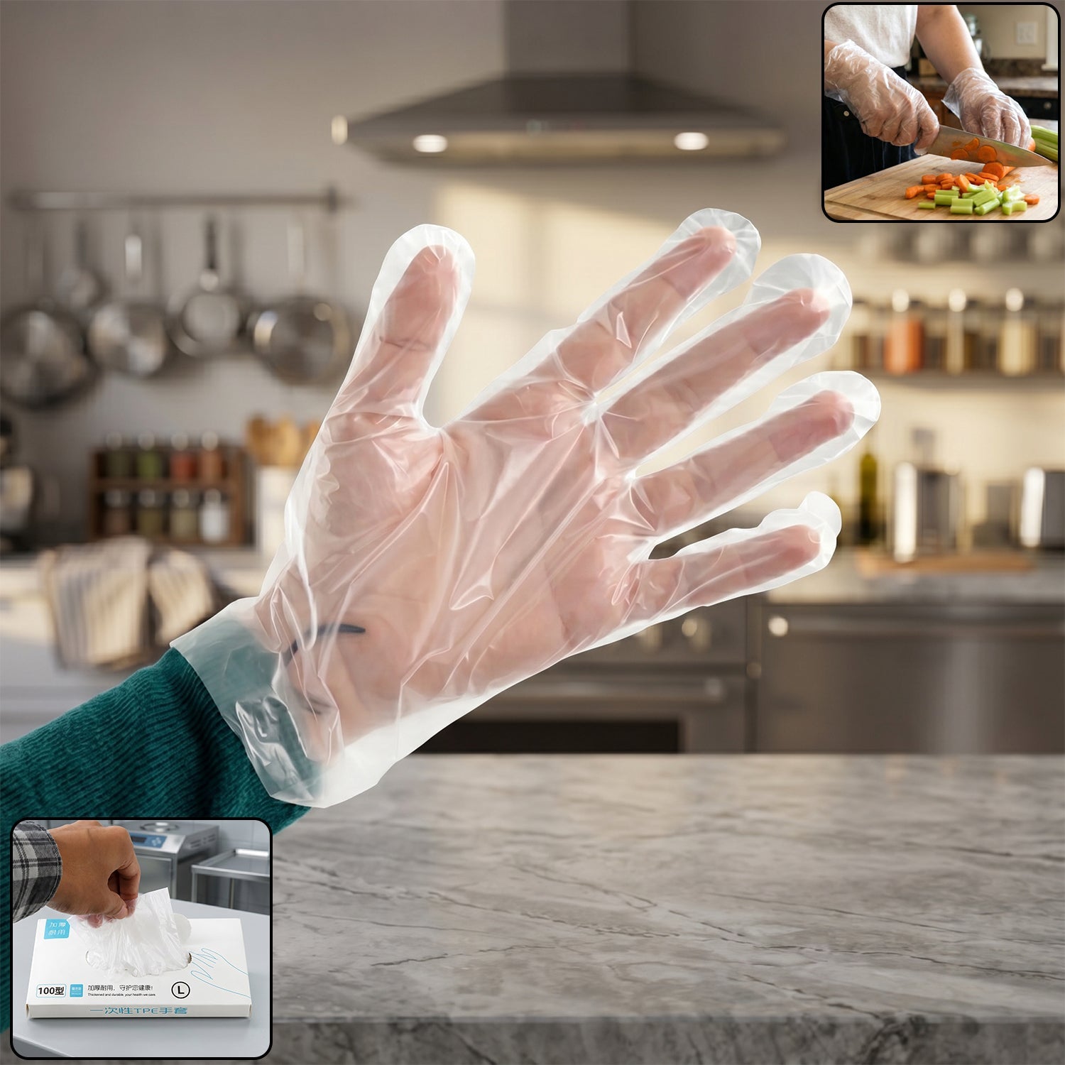 Disposable Plastic Gloves Hygienic & Durable for Food & Cleaning