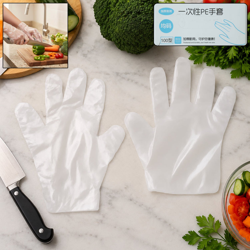 Disposable Plastic Gloves Hygienic Food & Household Protection - Side View
