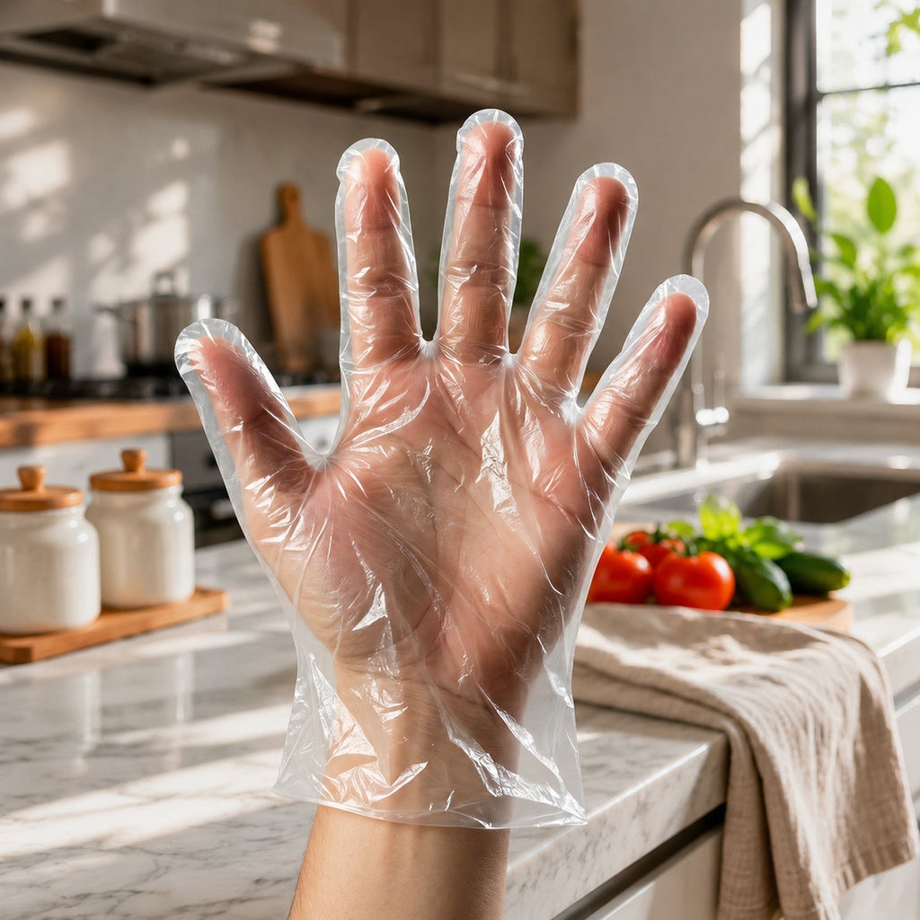 Disposable Gloves Hygienic & Practical for Kitchen, Cleaning - Front View