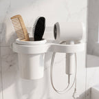 Wall Mounted Toothbrush Holder Set Space-Saving Bathroom Organizer - Front View