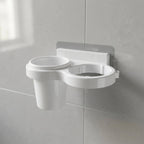 Wall Mounted Toothbrush Holder Set Space-Saving Bathroom Organizer - Detail View 7