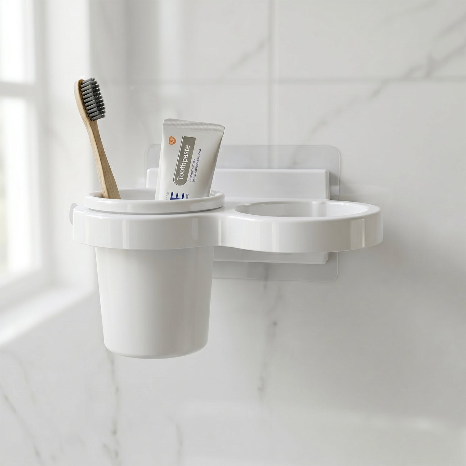 Wall Mounted Toothbrush Holder Set Space-Saving Bathroom Organizer - Detail View 8