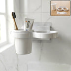 Wall Mounted Toothbrush Holder Set Space-Saving Bathroom Organizer