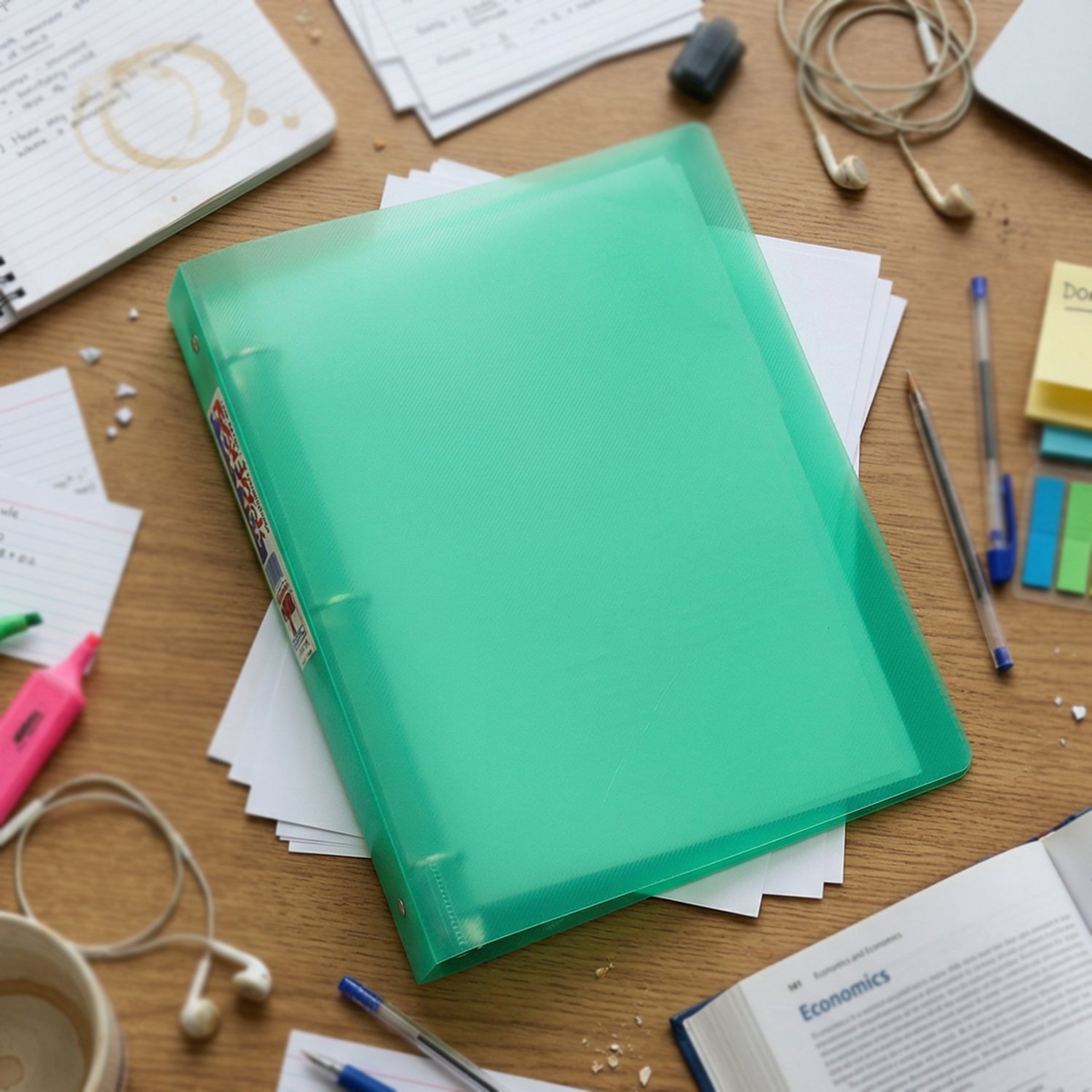 A4 Size Transparent Ring Binder Folder Durable for Document Organization - Front View