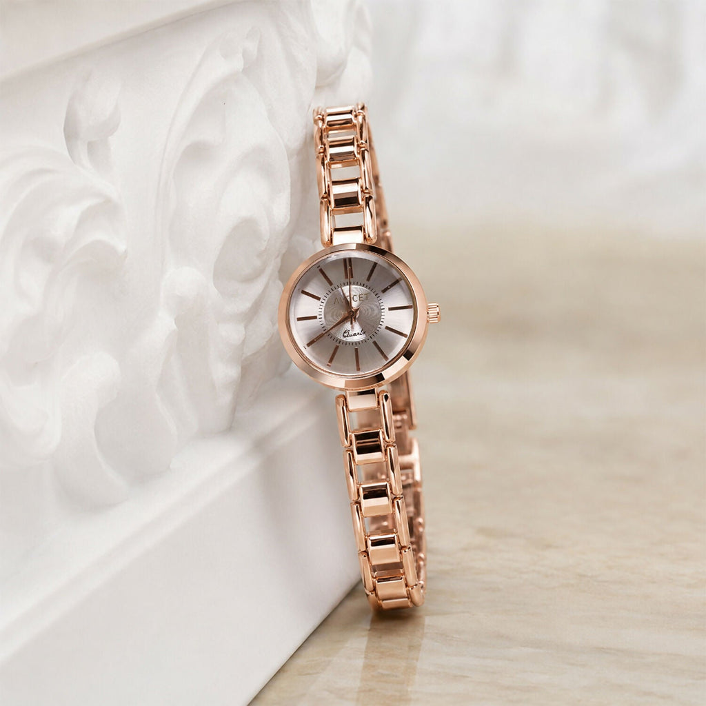 Women’s Rose Gold Round Dial Watch – Elegant & Stylish Accessory
