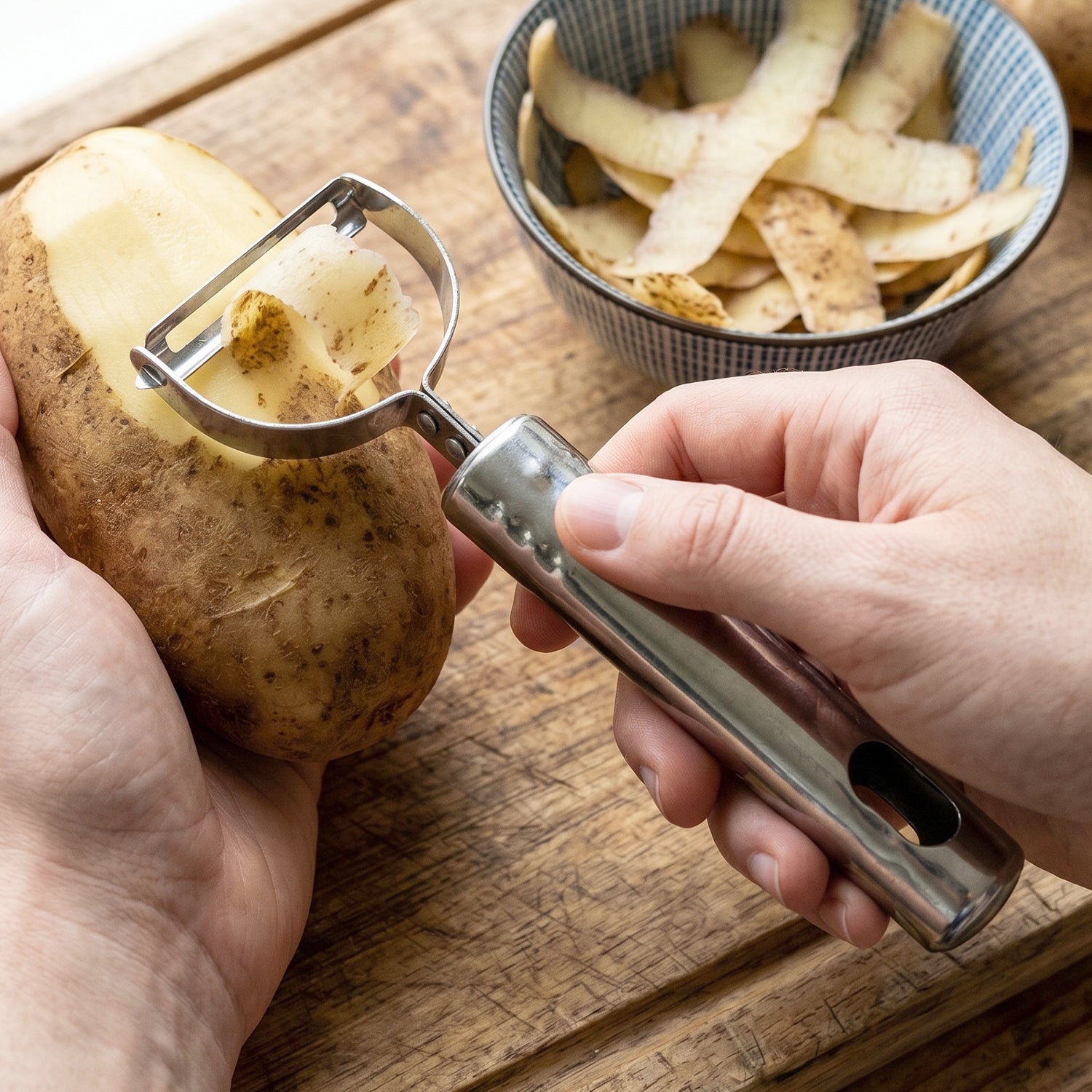 Stainless Steel Vegetable Peeler Effortless Food Prep Tool - Front View