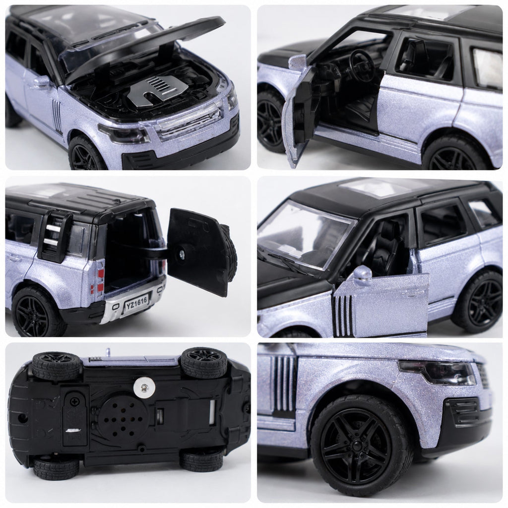 ALVENZA Light and Sound Metal Pull Back Car Toy, Die Cast SUV Model for Kids (1 Pc)