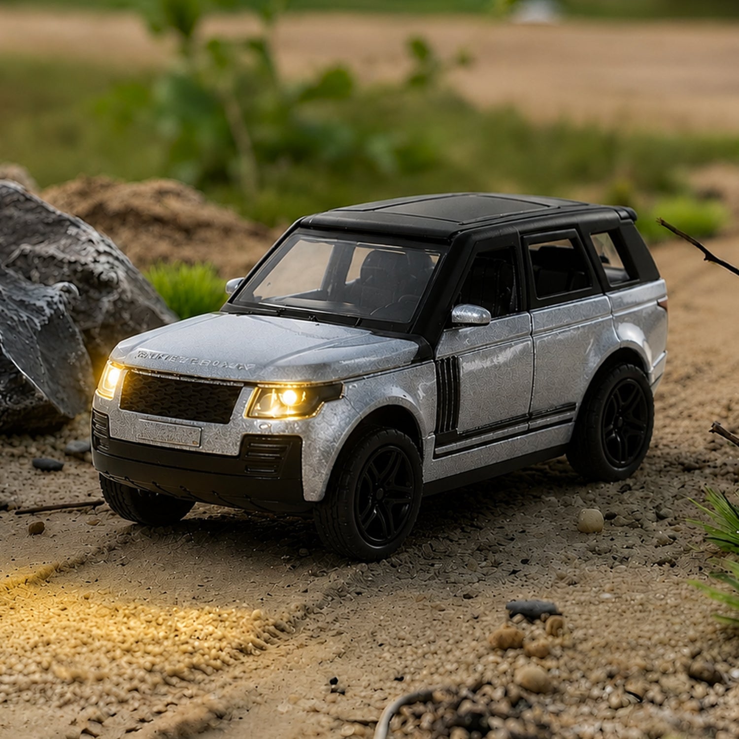 ALVENZA Light and Sound Metal Pull Back Car Toy, Die Cast SUV Model for Kids (1 Pc)