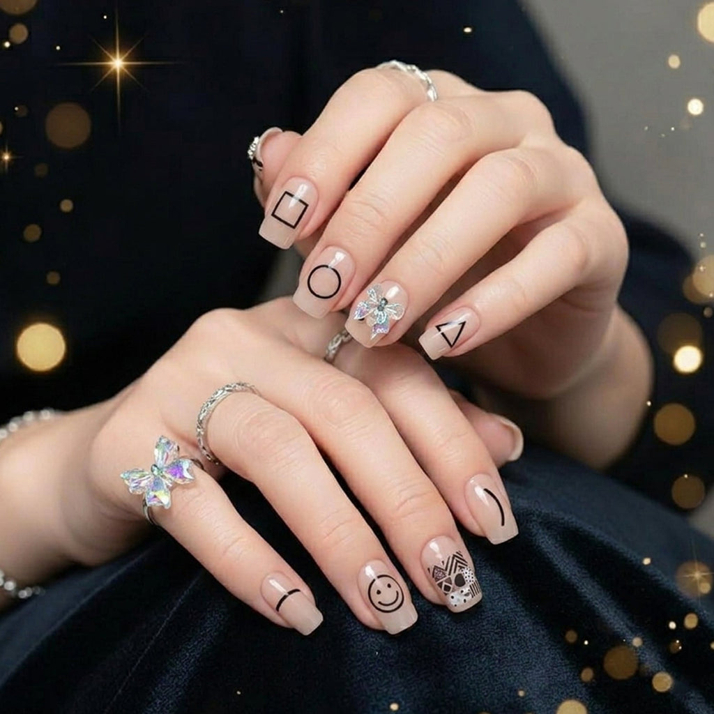 Press-On Nails Reusable False Nail Set with Strong Glue for Equally Glam Looks - Front View