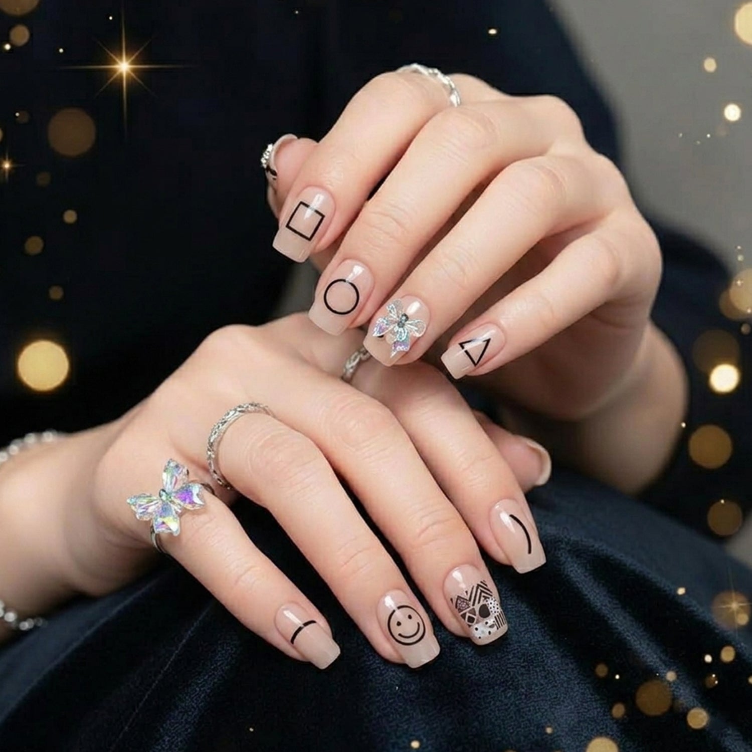 Press-On Nails Reusable False Nail Set with Strong Glue for Equally Glam Looks - Front View