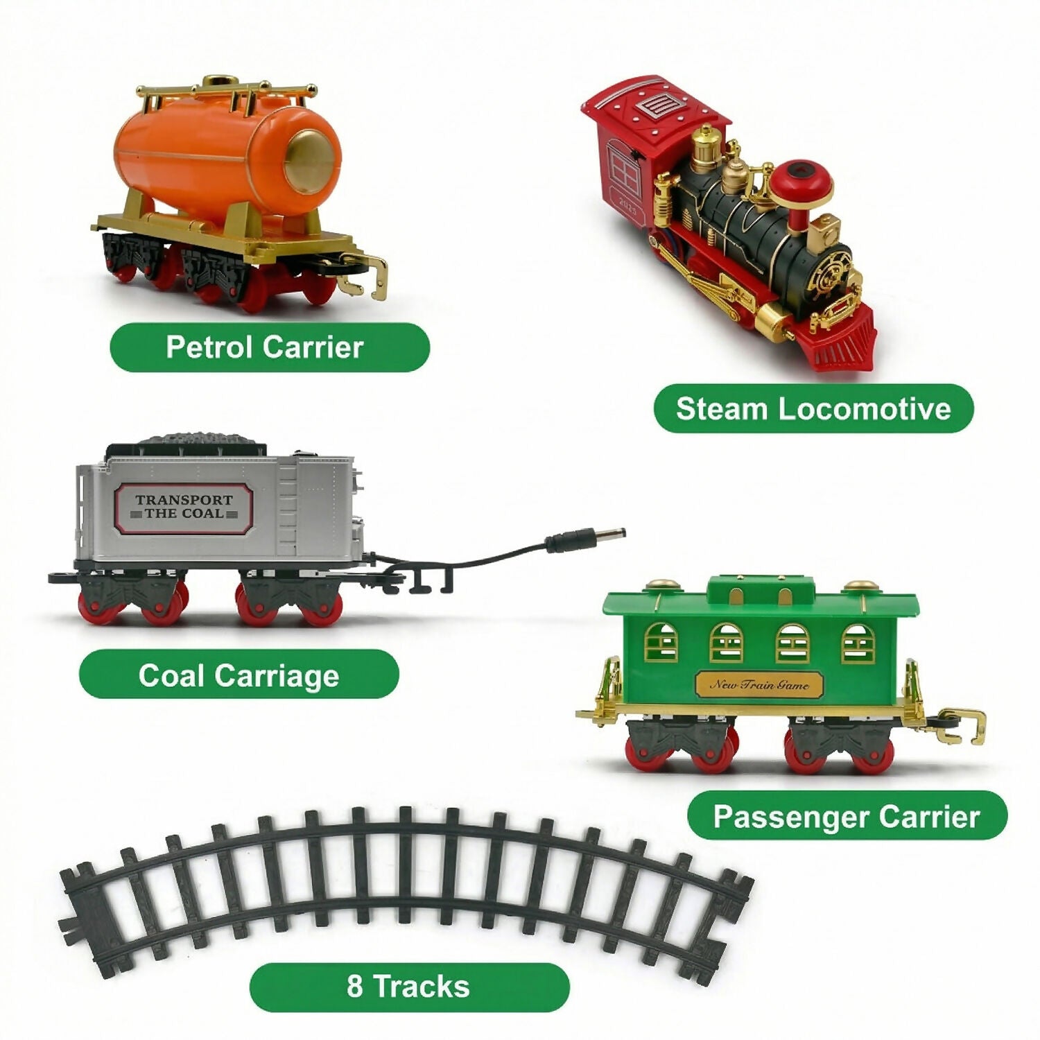 ALVENZA Electric Choo Choo Train Set – Realistic Smoke & Sound Effects