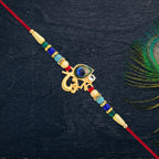 ALVENZA Peacock Rakhi – Divine Govind with Multicolor Beads for Raksha Bandhan