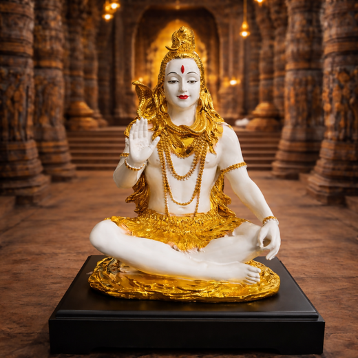 ALVENZA Lord Shiva Meditation Idol – Elegant Golden Finish for Spiritual Spaces