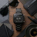 Men's Matte Black Square Dial Watch – Modern & Stylish Design