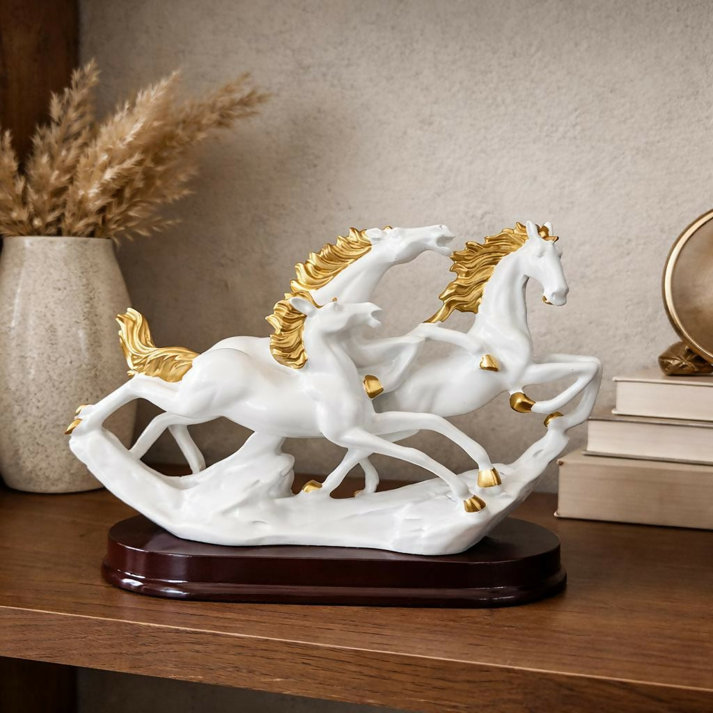 ALVENZA Running Horse Statue Showpiece for Home Decor Office Resin Sculpture (Color may vary 1 PC)
