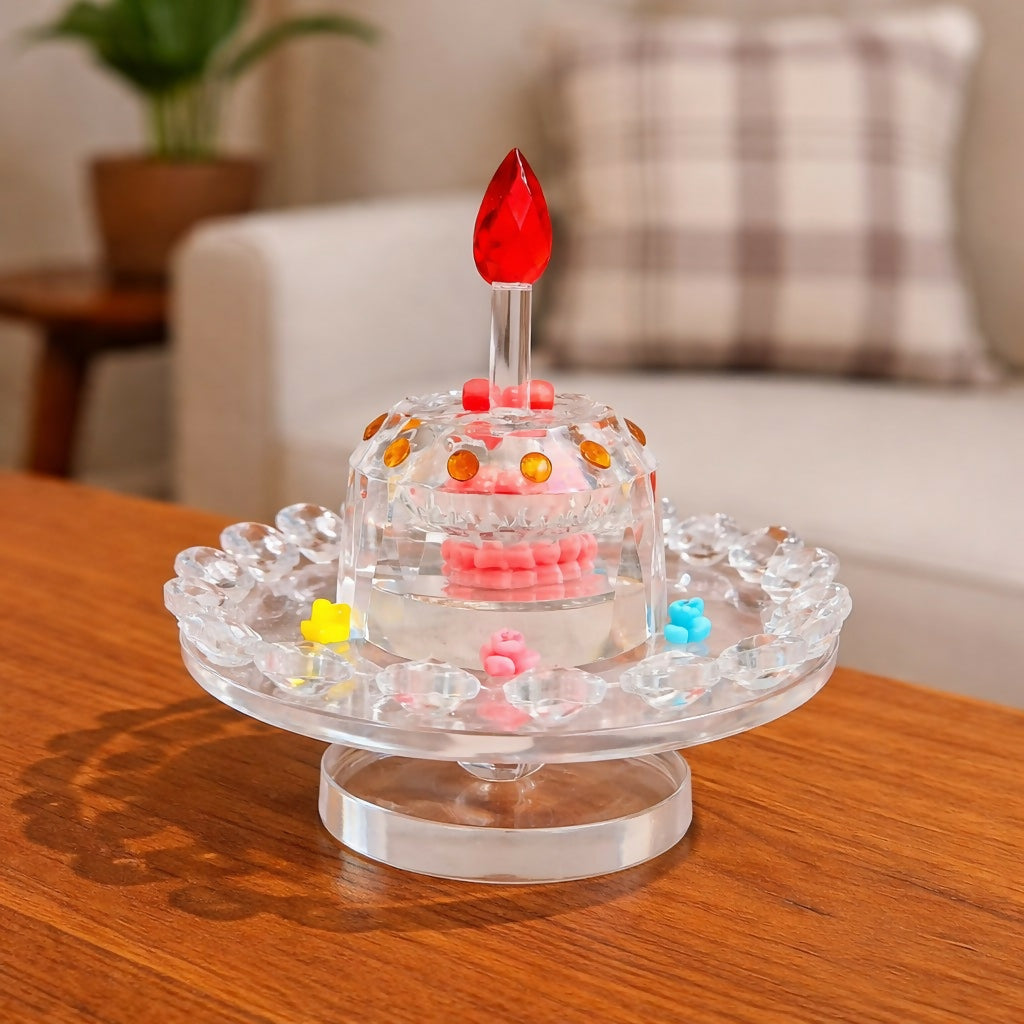ALVENZA Rotating Crystal Cake Showpiece – Elegant Table Centerpiece for Occasions